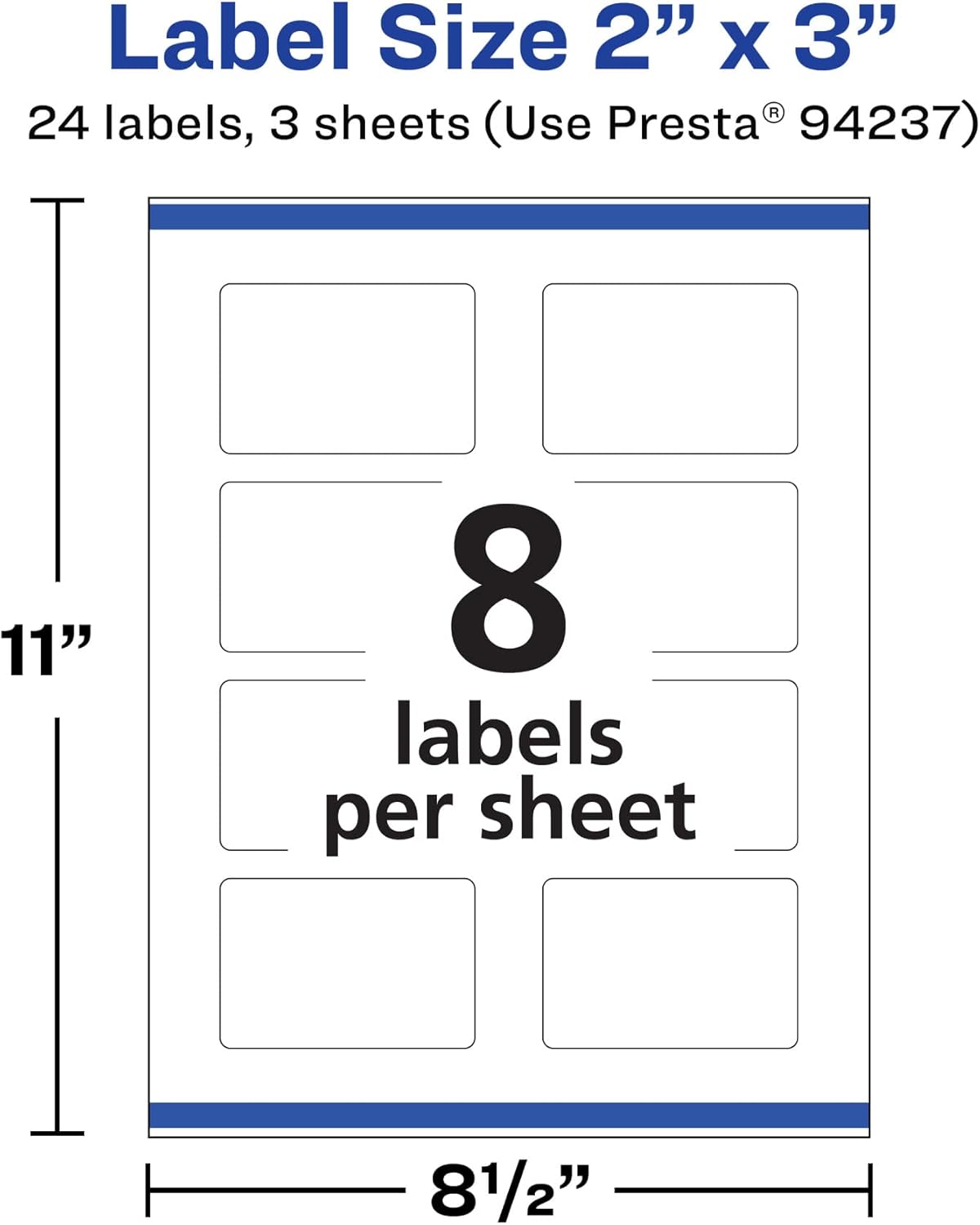 AVERY Durable Removable Rectangle Labels, Sure Feed Technology, 2" x 3", Matte White Film
