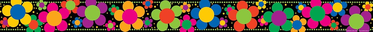 Barker Creek Double-Sided Border, Neon Stripes & Flower Power, Trim Out Bulletin Boards and Create Colorful Displays