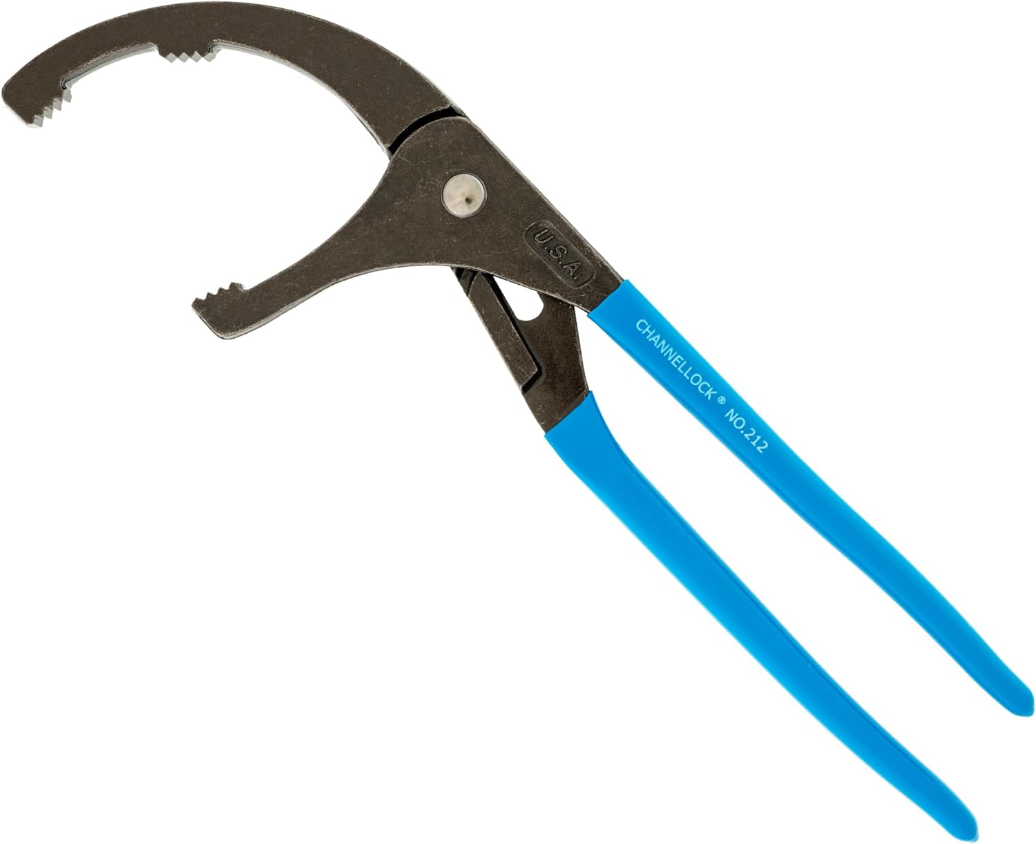 CHANNELLOCK 212 12-inch Oil Filter/PVC Pliers | Made in USA | 2.5 to 3.75-inch Jaw Capacity | Forged High Carbon Steel | Blue