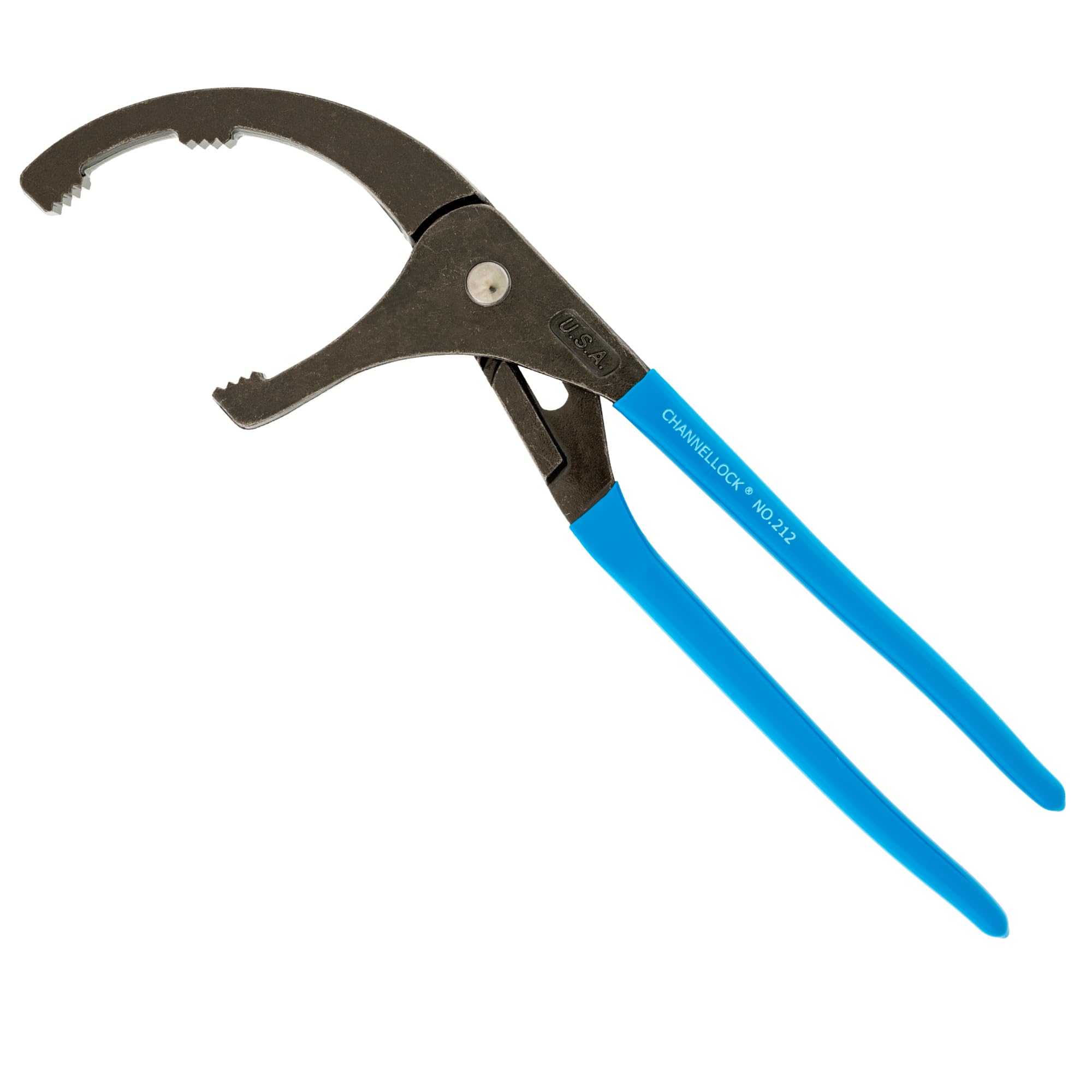 CHANNELLOCK 212 12-inch Oil Filter/PVC Pliers | Made in USA | 2.5 to 3.75-inch Jaw Capacity | Forged High Carbon Steel | Blue
