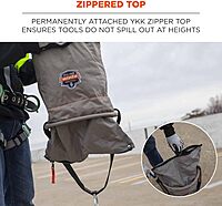 Ergodyne Arsenal 5973 Large Nylon Hoist Bucket Tool Bag - D-Rings, Zipper Top, Gray