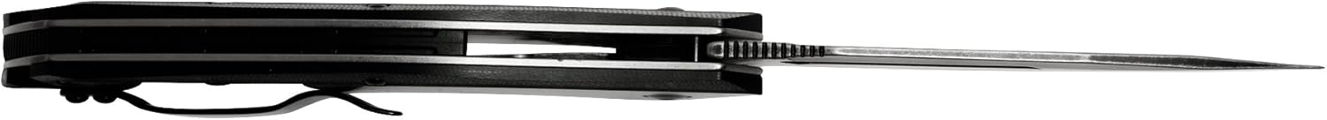 Kershaw Flourish Pocket Knife (3935); 3.5-Inch Blackwash Clip Point Blade with Black Carbon Fiber Handle