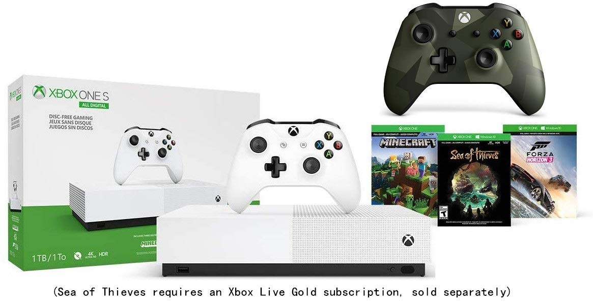Microsoft Xbox One S 1TB All-Digital Edition Console Bundle + Armed Forces II (Special Edition) Wireless Controller