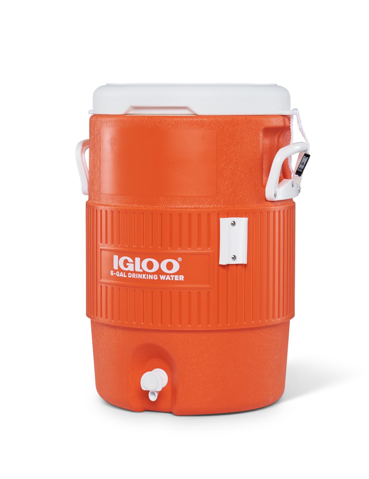 Igloo 5 Gallon Portable Sports Cooler Water Beverage Dispenser with Flat Seat Lid, Insulated Beverage Dispenser, Orange/White