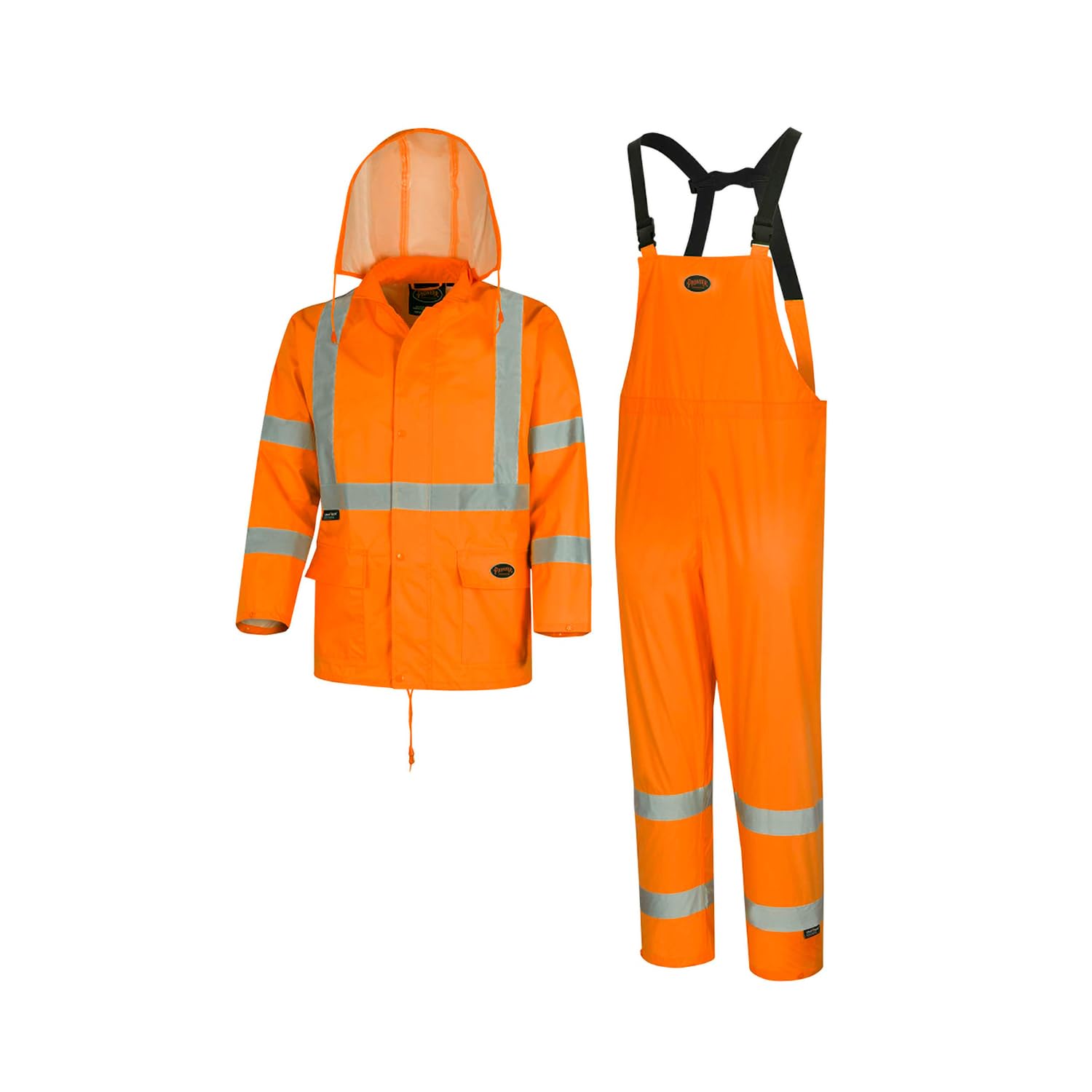 Pioneer High Visibility Rain Gear Safety Jacket and Bib Pants – Hi Vis Waterproof Reflective PVC Work Suit for Men