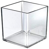Azar Displays Deluxe Clear Crystal Styrene Cube Bins, Pack of 4