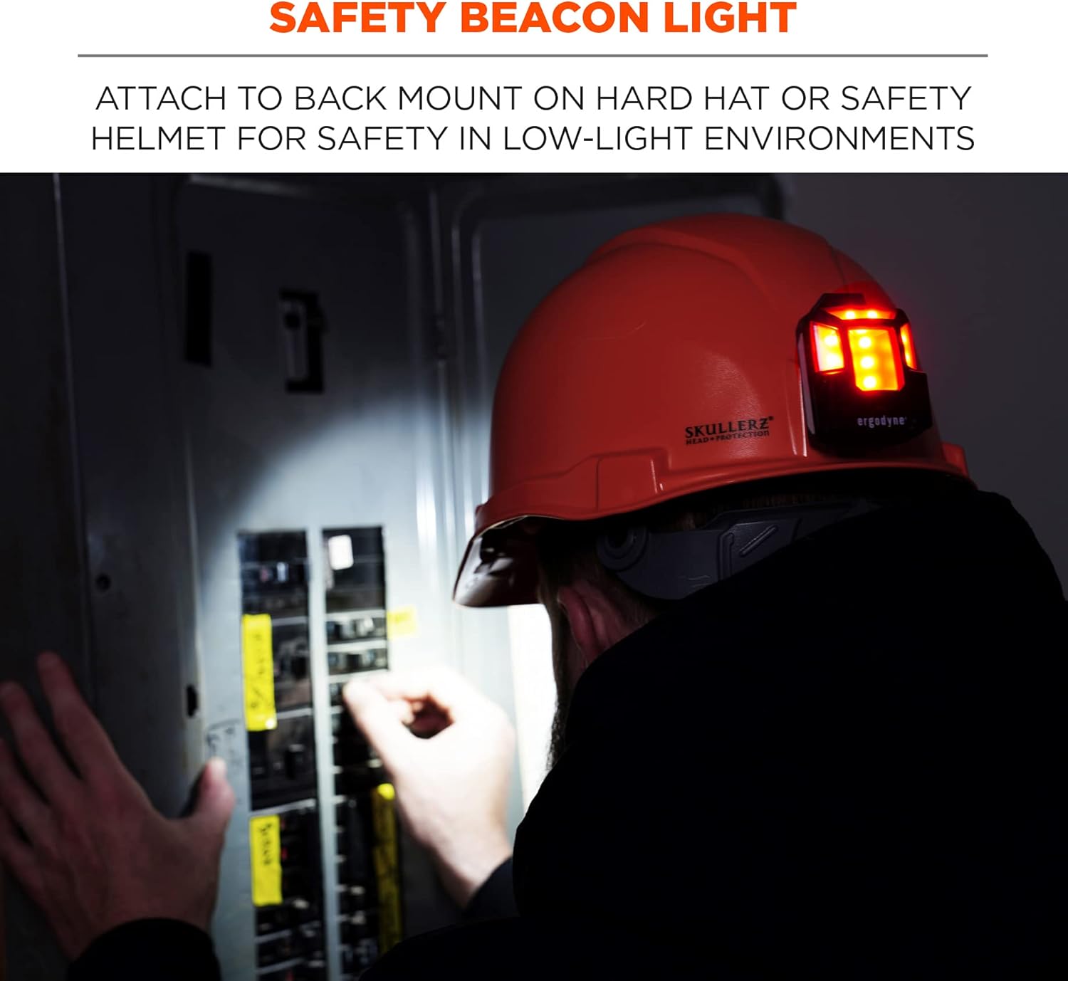 Ergodyne Skullerz 8993 Hard Hat Safety Light, Magnetic Attachment for Portable Red Beacon Light, Rechargeable