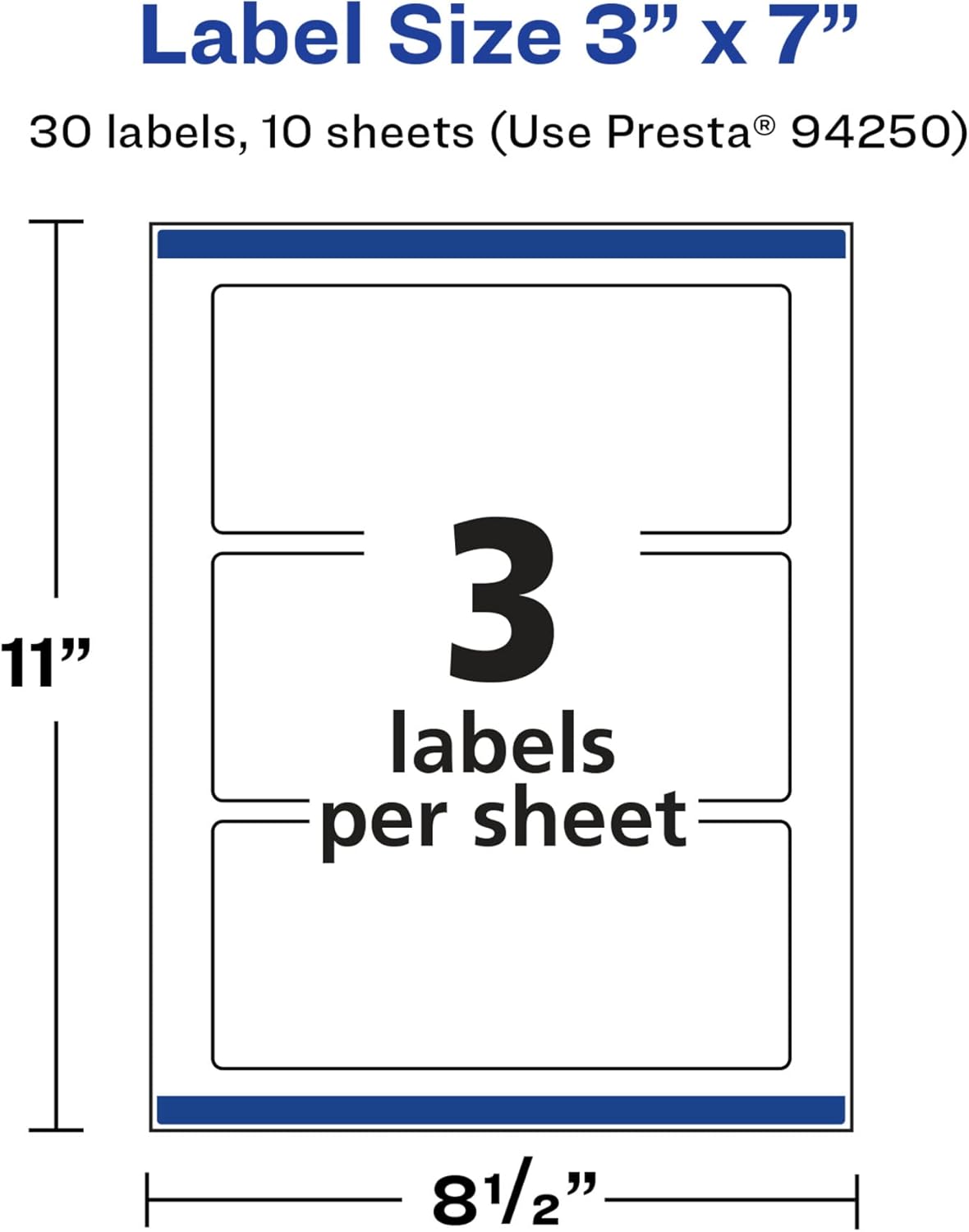 AVERY Glossy White Rectangle Labels, Sure Feed Technology, 3" x 7", Print-to-The-Edge, Permanent Adhesive