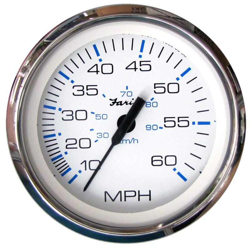 Faria Beede 33811 Chesapeake Stainless Steel Speedometer (60 MPH) Pitot - 4', White