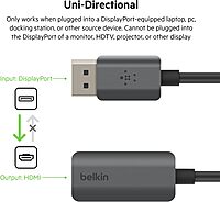 Belkin HDMI to DisplayPort Adapter, DisplayPort 1.2 to HDMI 2.0 Converter - Compatible with 4K 60fps, HDR & HDR10 Monitors