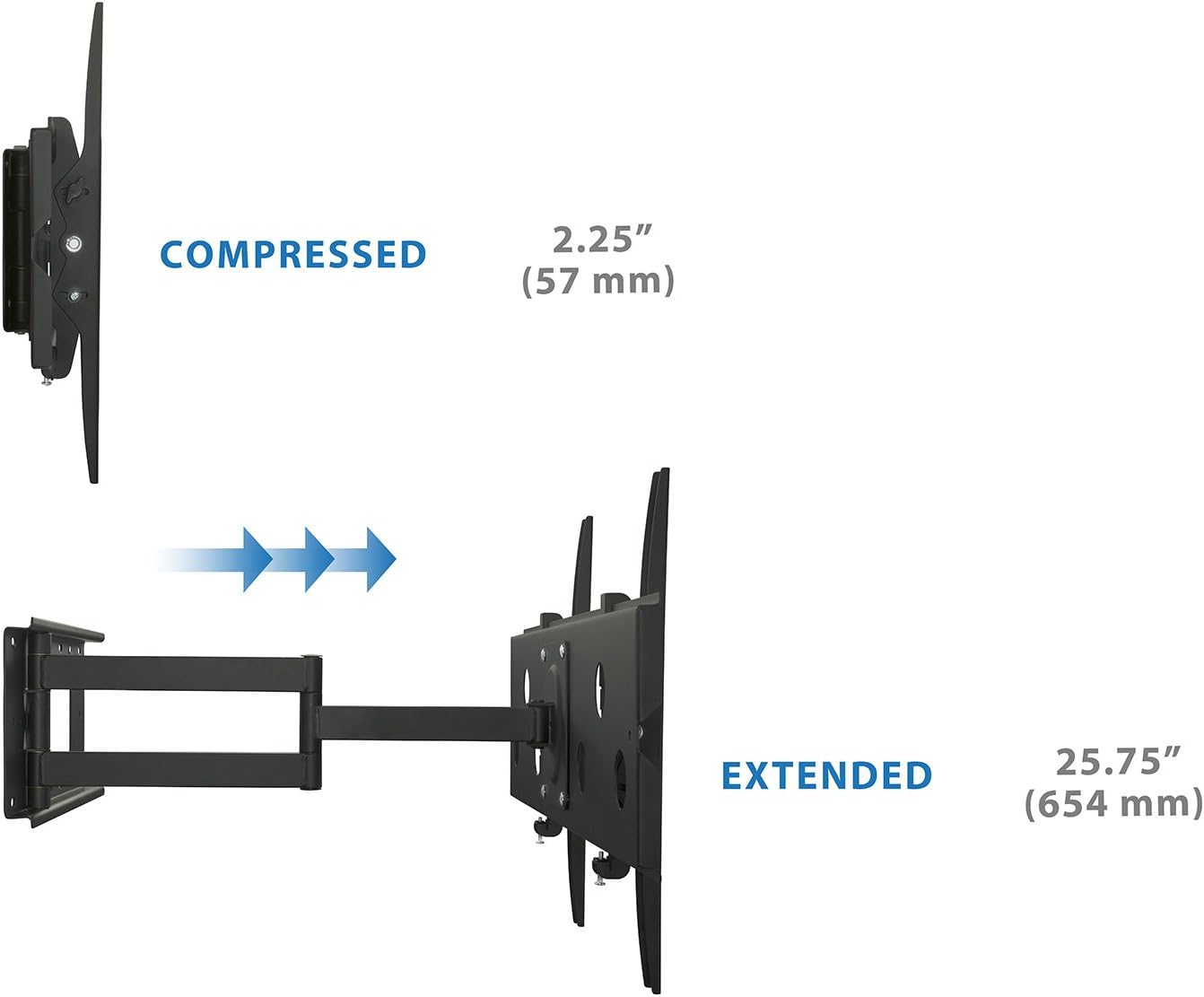 Mount-It! Long Arm TV Wall Mount with 26 Inch Extension, Swing Out Full Motion Design for Corner Installation, Fits 40 50
