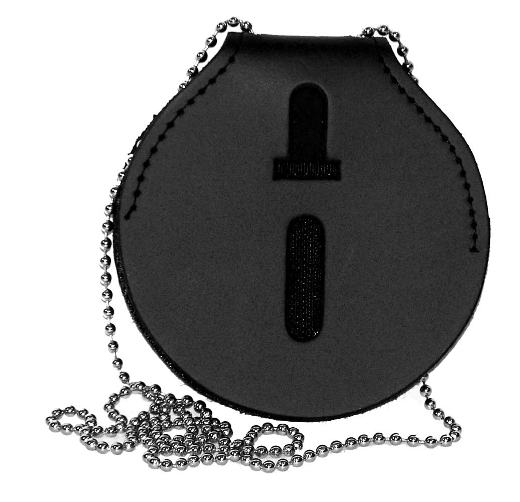 PERFECT FIT SHIELD WALLETS Round Belt Clip Badge Holder with Pocket and Chain