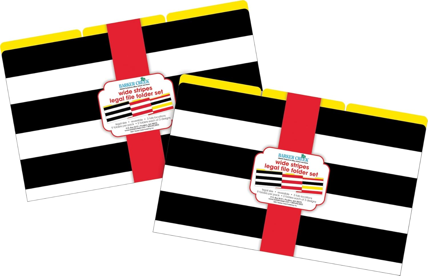 Barker Creek Legal Size Designer File Folders, Wide Stripes, Multicolor - FOLDERS/PKG