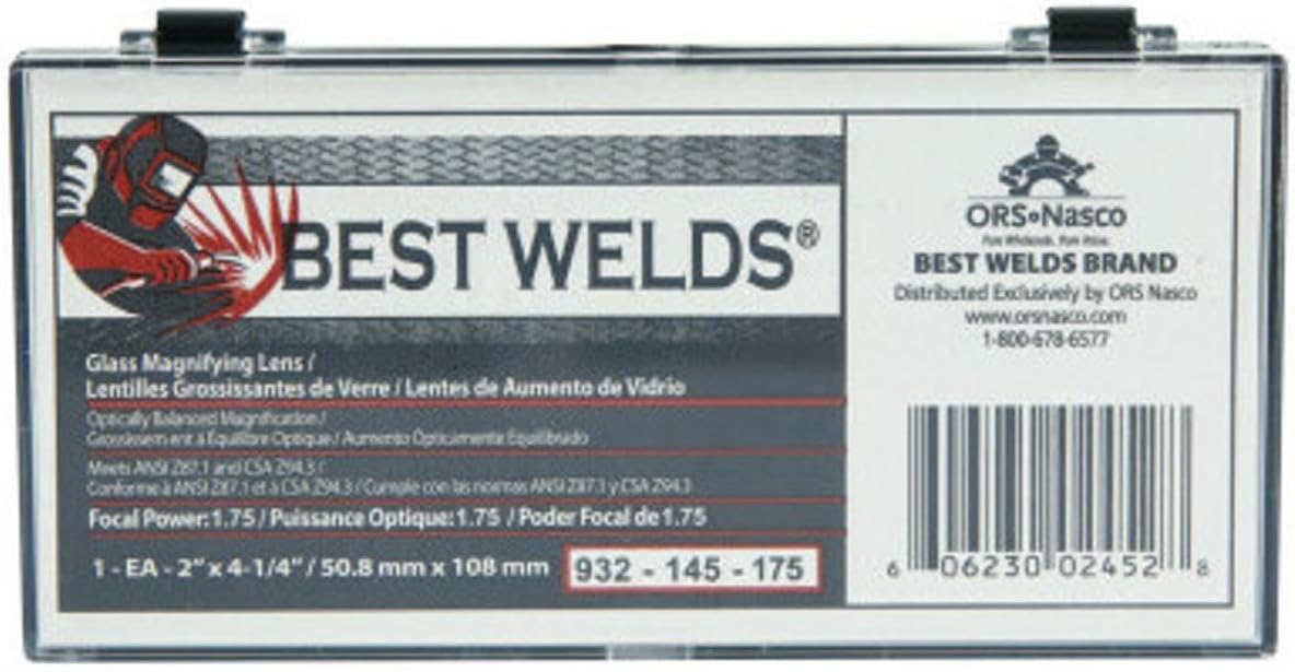 BEST WELDS 901-932-145-175 - 2" Glass Magnifier Plate, 2" x 4.25" 1.75 Diopter, Clear