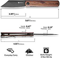 SENCUT Bronte Folding Pocket Knife with Front Flipper, 3.38 Inch 9Cr18MoV Reverse Tanto Blade