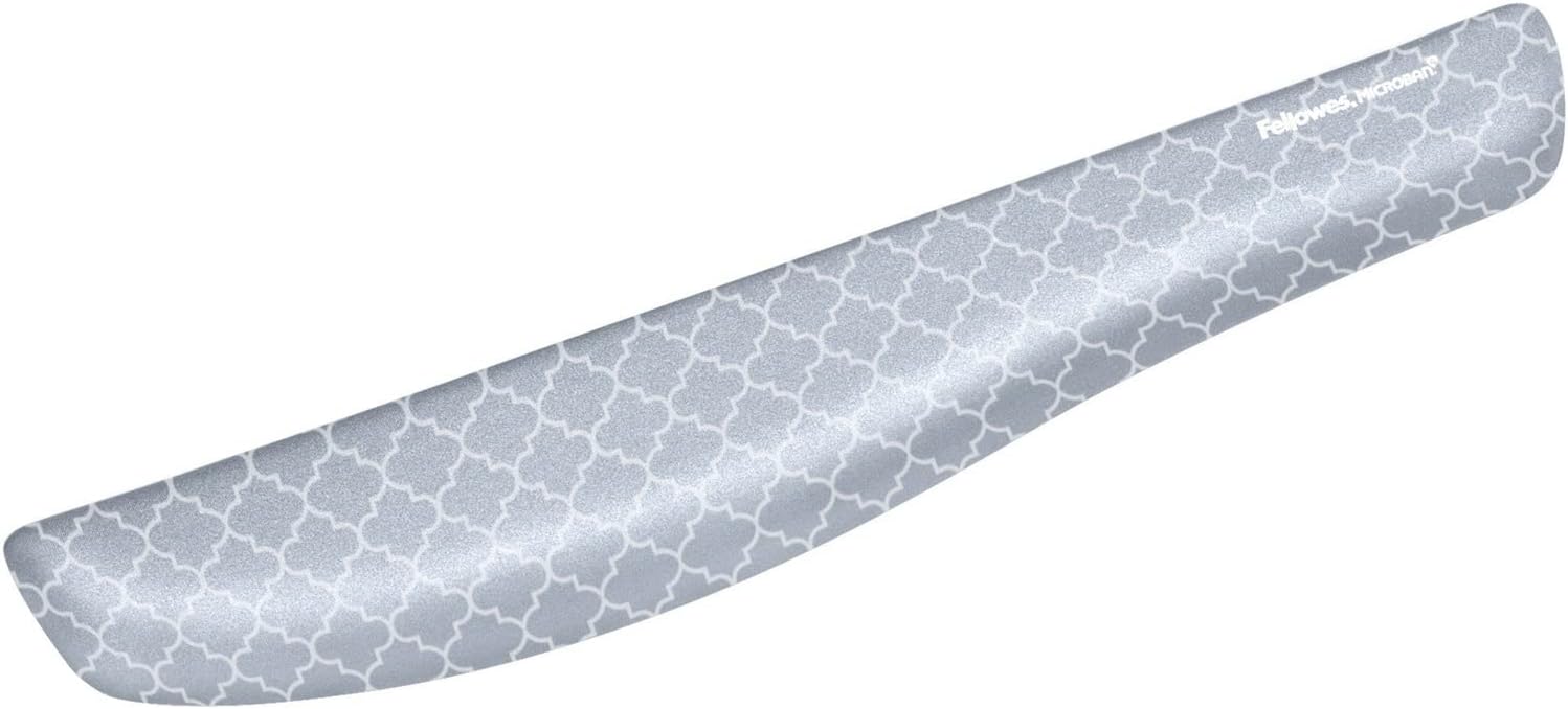 Fellowes PlushTouch Memory Foam Keyboard Wrist Rest with Microban, 1in H x 18 1/8in W x 3 3/16in D, Lattice Pattern