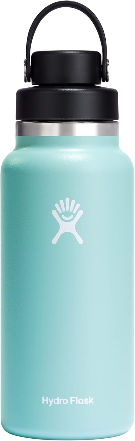 Hydro Flask Water Bottle - Insulated Stainless Steel - Wide Mouth Chug Lid, Non Spill, Leakproof in 32 Oz Dew