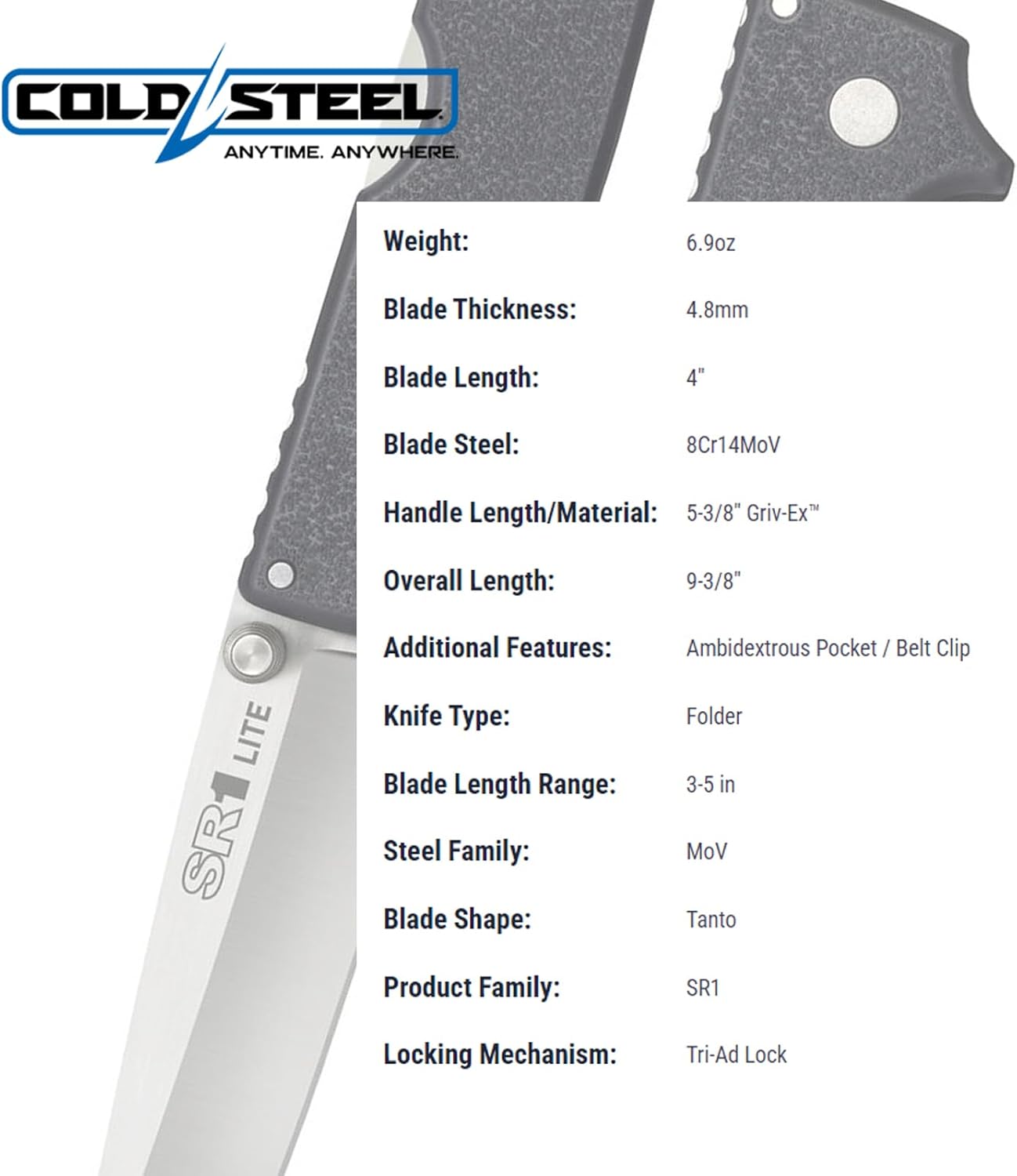 COLD STEEL SR1 Lite Tactical Folding Knife