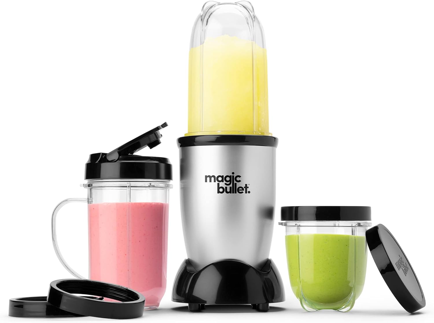 Magic Bullet Blender, Small, Silver, 11 Piece Set 11 Piece Blender Set Silver/Black