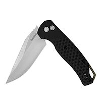 Kershaw Runoff Folding Pocket Knife, 3.1 inch Satin Finish Clip Point Blade, Black GFN handle, Manual Opening, Button Lock