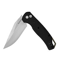 Kershaw Runoff Folding Pocket Knife, 3.1 inch Satin Finish Clip Point Blade, Black GFN handle, Manual Opening, Button Lock