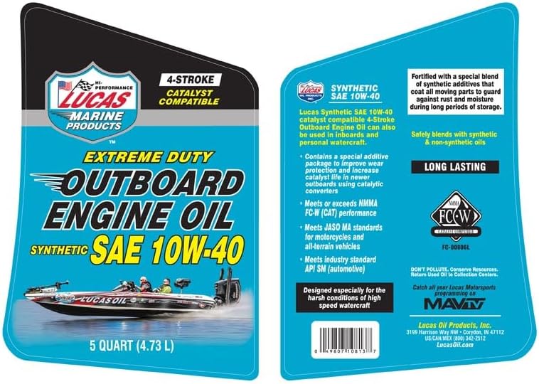 Lucas Oil Synthetic SAE 10W-40 Outboard Engine Oil