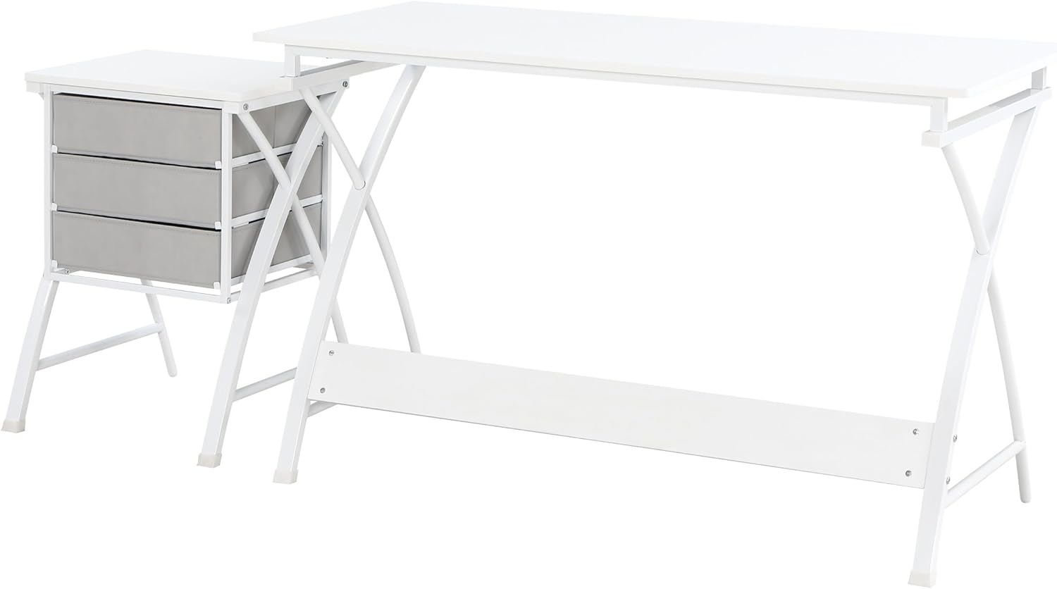 OSP Home Furnishings Olympic Utility Home Office Desk with Nesting 3-Drawer Storage Stand