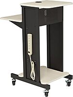 Oklahoma Sound PRC200 Steel Premium Presentation Cart, 18" Width x 40-1/2" Height x 30" Depth, Ivory Woodgrain/Black