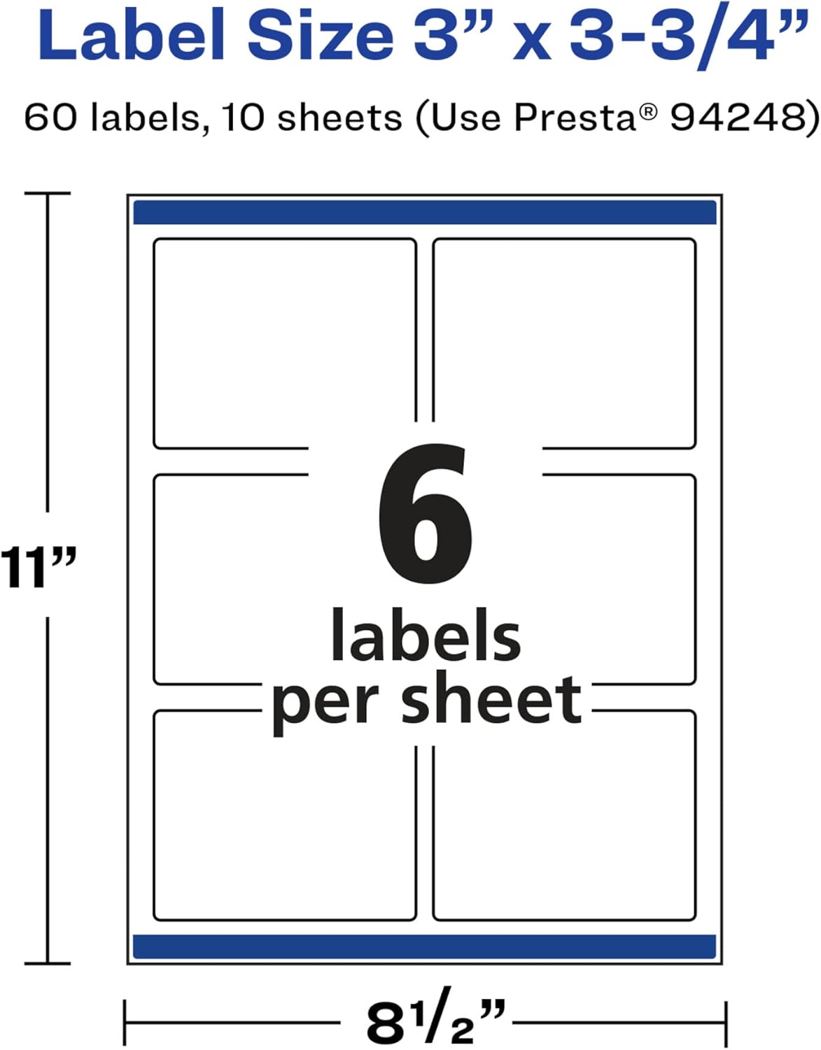 AVERY Glossy White Rectangle Labels, Sure Feed Technology, 3" x 3.75", Print-to-The-Edge, Permanent Adhesive