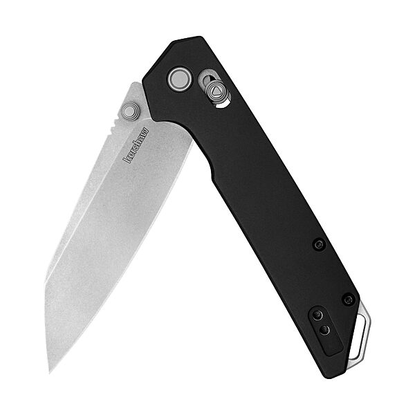 Kershaw Iridium Reverse Tanto Folding Pocket Knife, Sleek 3.4 inch D2 Steel Blade, DuraLock Locking Mechanism, Aluminum Handle, Designed in the USA Black Aluminum/Stonewash Lock