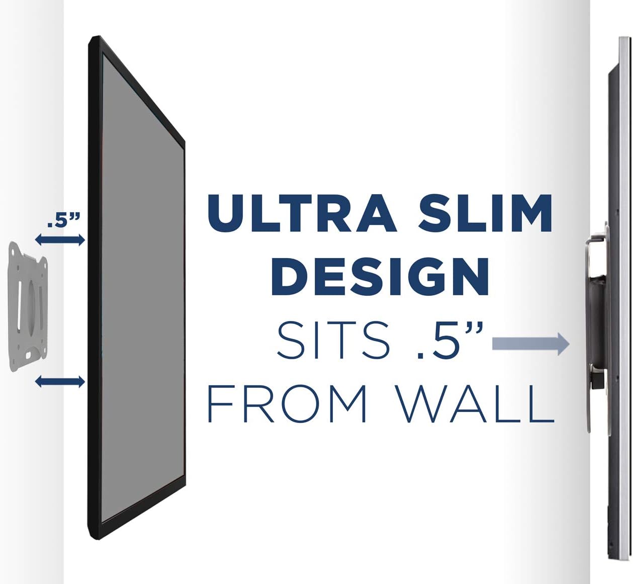 Mount-It! MI-203 Low Profile Fixed TV Wall Mount | Fits 13-32 Inch Screens | VESA 75x75 & 100x100 | Heavy-Duty Steel with 60