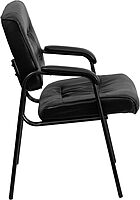Flash Furniture Haeger LeatherSoft Tufted Executive Reception Chair with Padded Armrests, Upholstered Side Chair for Living Room or Office, Black Black Leathersoft/Black Frame