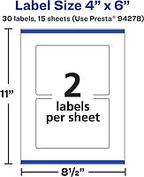 Avery Matte White Removable Rectangle Labels, Sure Feed Technology, Print-to-The-Edge, 4" x 6"
