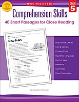 Scholastic Comprehension Skills: 40 Short Passages For Close Reading, Grade 5