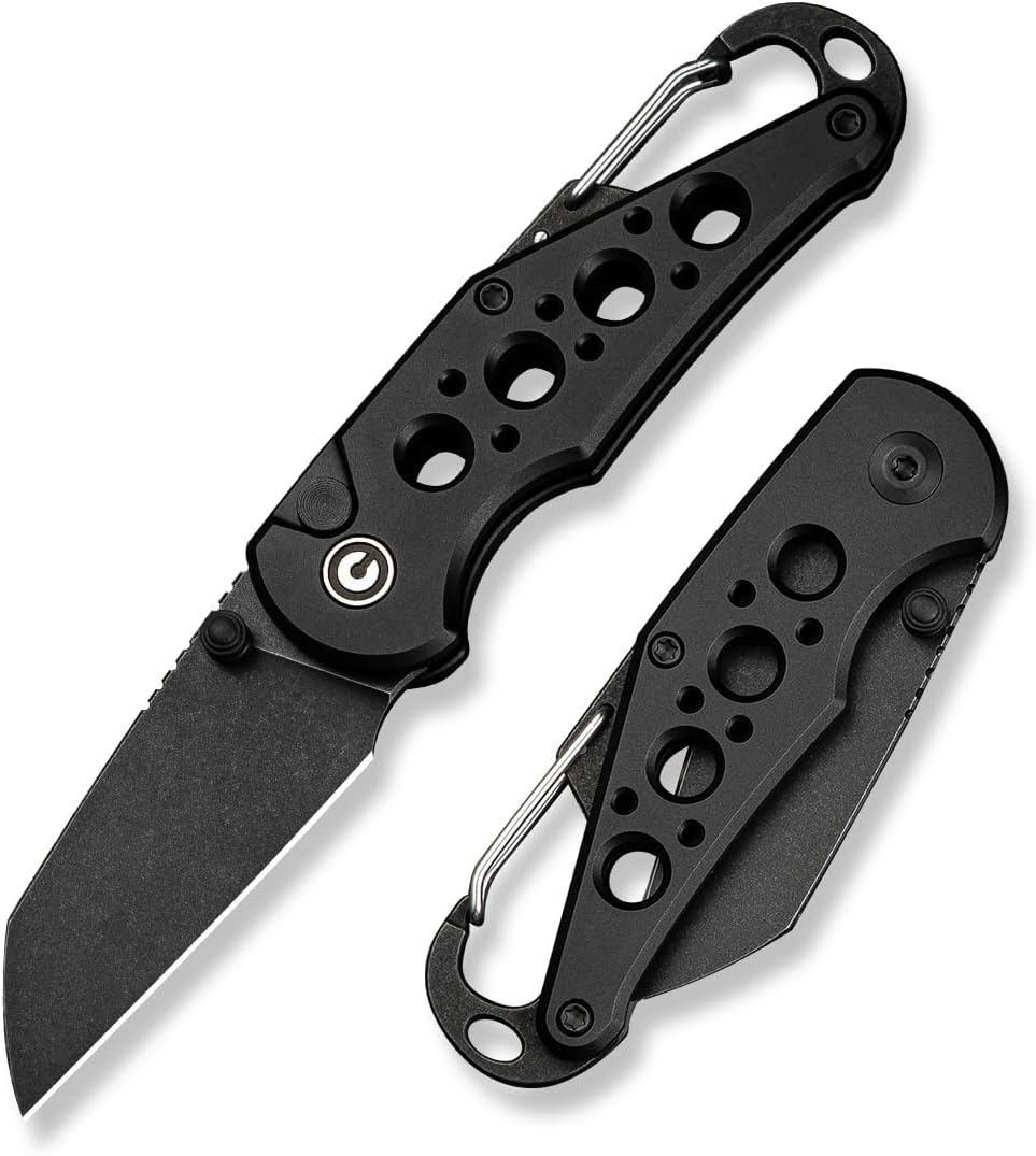 CIVIVI Pragma Folding Knife 2.2" Wharncliffe, Aluminum Handle, Carabiner & Bottle Opener