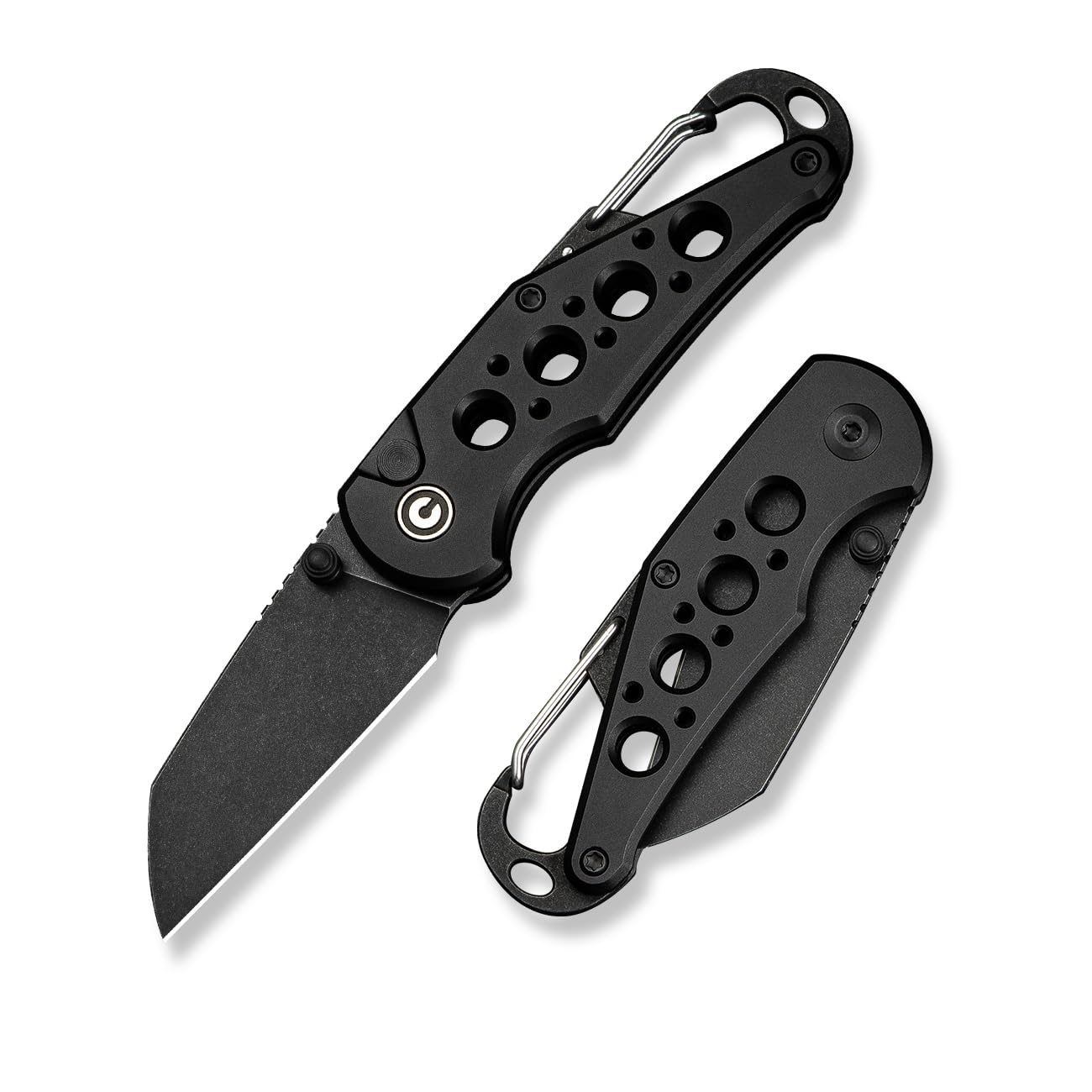 CIVIVI Pragma Folding Knife 2.2" Wharncliffe, Aluminum Handle, Carabiner & Bottle Opener