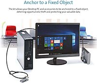 Kensington Desktop & Peripherals Locking Kit 2.0 - 8 ft Cable - Keyed Lock - Black - Carbon Steel - For Desktop Computer