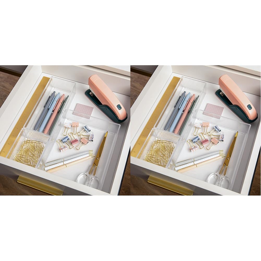 Martha Stewart Brody Stack & Slide Plastic Tray Desktop Organizer, Clear