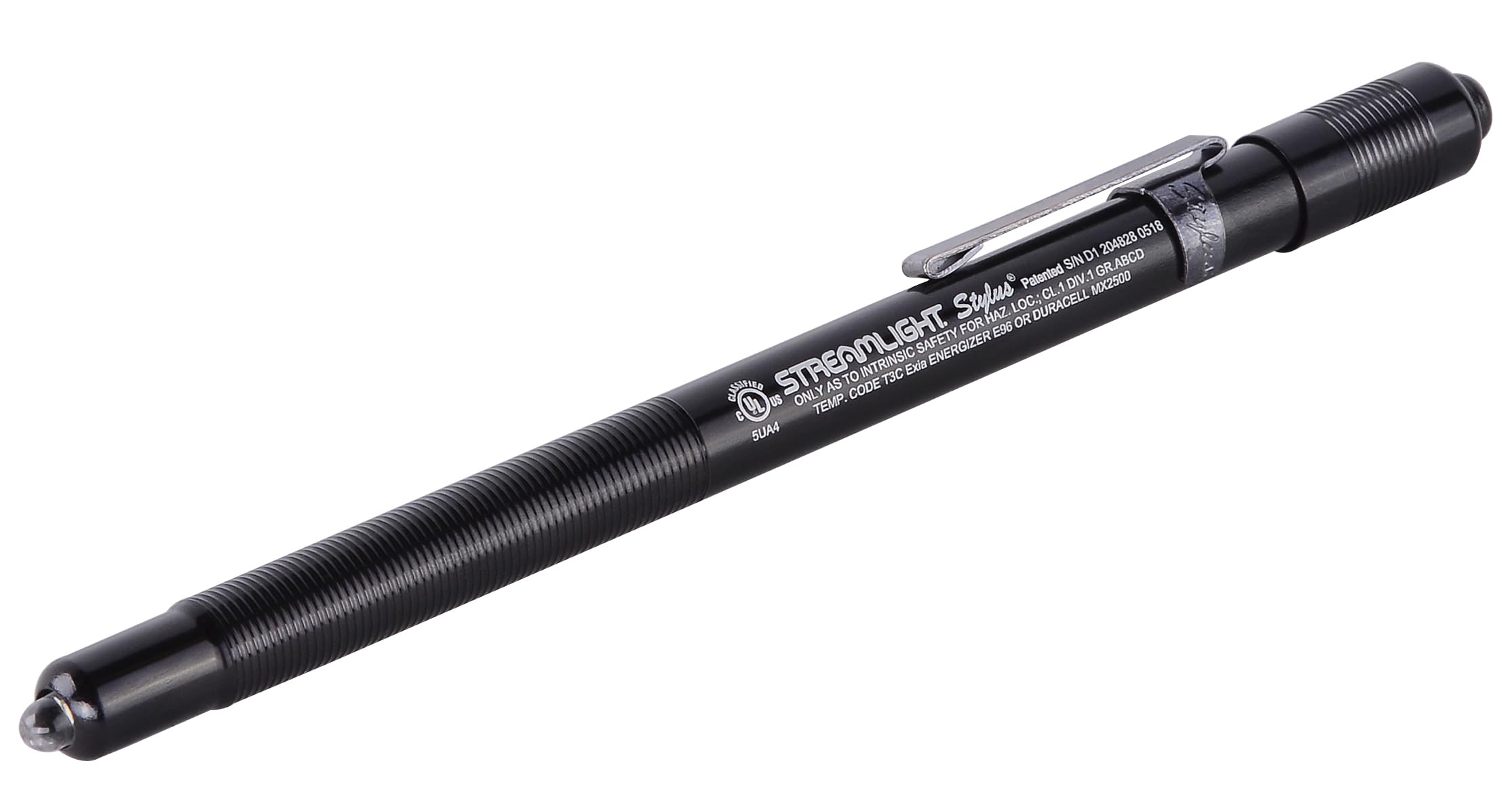 Streamlight 65058 Stylus 11-Lumen UL Listed White LED Pen Light with 3 AAAA Batteries, Black 4-Inch