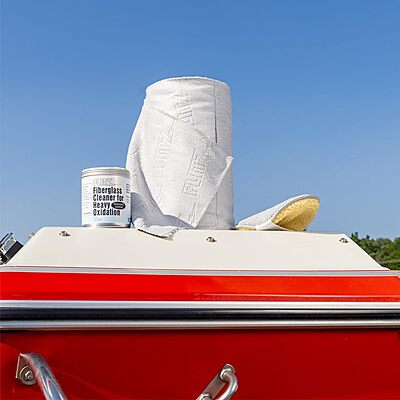 Flitz Fiberglass Cleaner for Heavy Oxidation - 1lb Jar, USA-Made Heavy Duty Water Spot Remover and Boat Polishing Compound