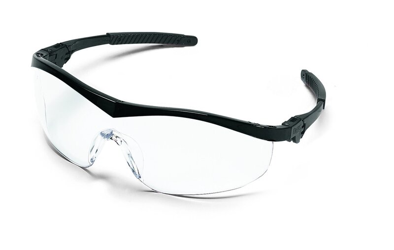 MCR Safety ST110AF Storm Ratchet Bayonet Temple Single Lens Glasses with Black Frame and Clear Anti-Fog Lens