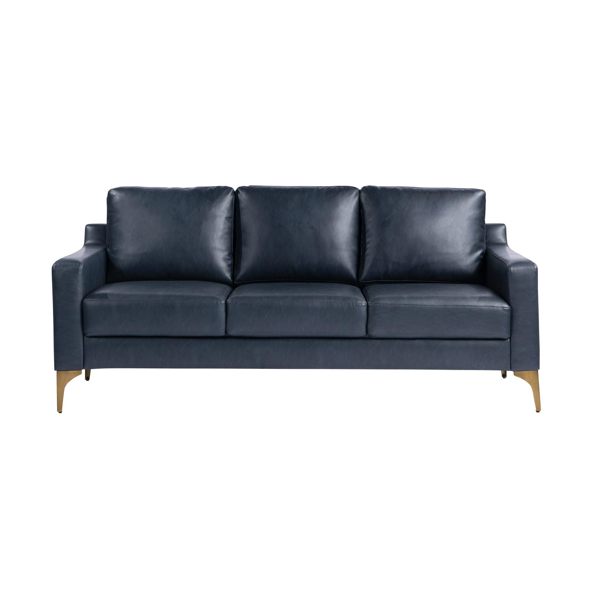 Serta Florence Faux Leather Sofa, 35inH x 78inW x 33-1/2inD, Navy