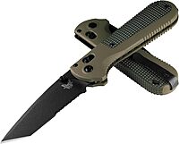 Benchmade - Redoubt Serrated Folding Knife with Ranger Green/Forest Grivory Handle (431SBK-1)