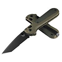 Benchmade - Redoubt Serrated Folding Knife with Ranger Green/Forest Grivory Handle (431SBK-1)