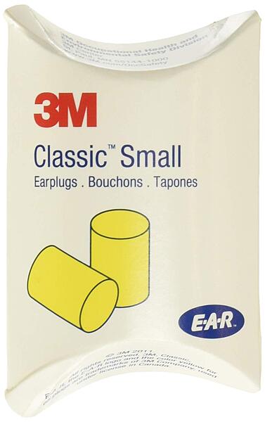 3M 3101103 Ear Classic Small Earplugs in Pillow Paks, PVC Foam, Yellow, 200 Pairs