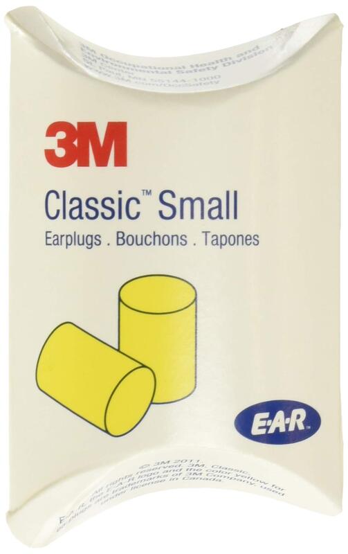 3M 3101103 Ear Classic Small Earplugs in Pillow Paks, PVC Foam, Yellow, 200 Pairs