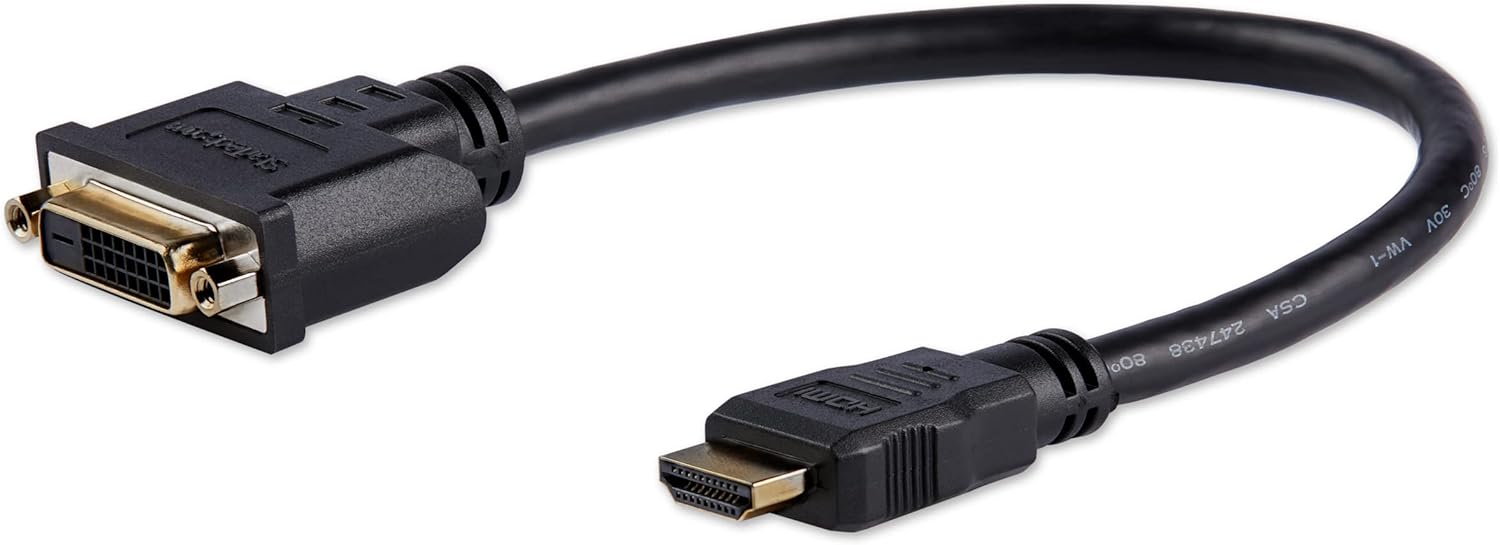 StarTech.com 8 in (20cm) HDMI to DVI Adapter, DVI-D to HDMI (1920x1200p), 10 Pack, HDMI Male to 24 Pin DVI-D Female