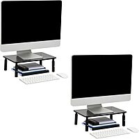 MIND READER Monitor Stand, Height Adjustable, Ventilated Laptop Riser, Metal, 14.5" L x 9.25" W x 4-5.5" H