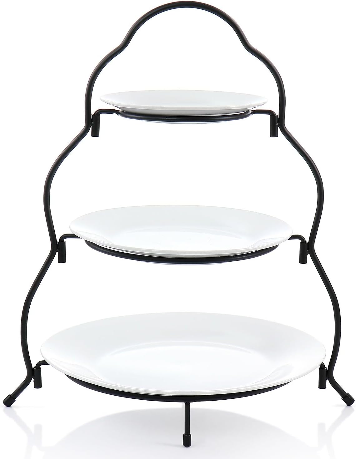 Elama 3-Tier Porcelain Serveware Set with Metal Rack