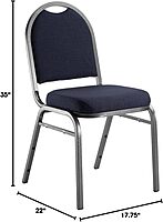 National Public Seating 9200 Series: Dome-Back Premium Fabric Upholstered Banquet Stack Chair, Midnight Blue Seat/Silvervein Frame, Set Of 2